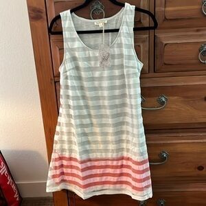 NWT Hem & Thread Women’s Gray, White And Red Dress, Size Large!